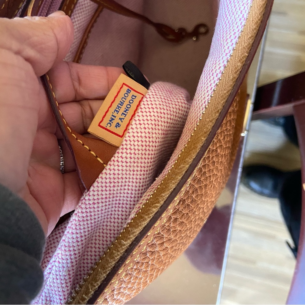 Vintage Dooney Bourke Brown Pebble Grain Leather Buckle Strap Hobo Shoulder Bag - Picture 11 of 14